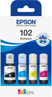 Epson EcoTank 102 Multipack Original Druckertinte Set Flasche 65mlx4 Pack Original