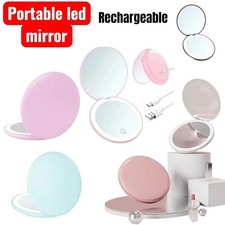 LED Travel Makeup Mirror 1X/10X Magnifying USB-C Rechargeable Compact Light