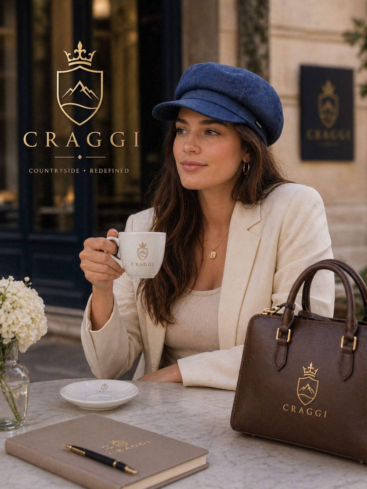 Craggi Ladies Denim Baker Boy Cap Blue Denim Newsboy Hat