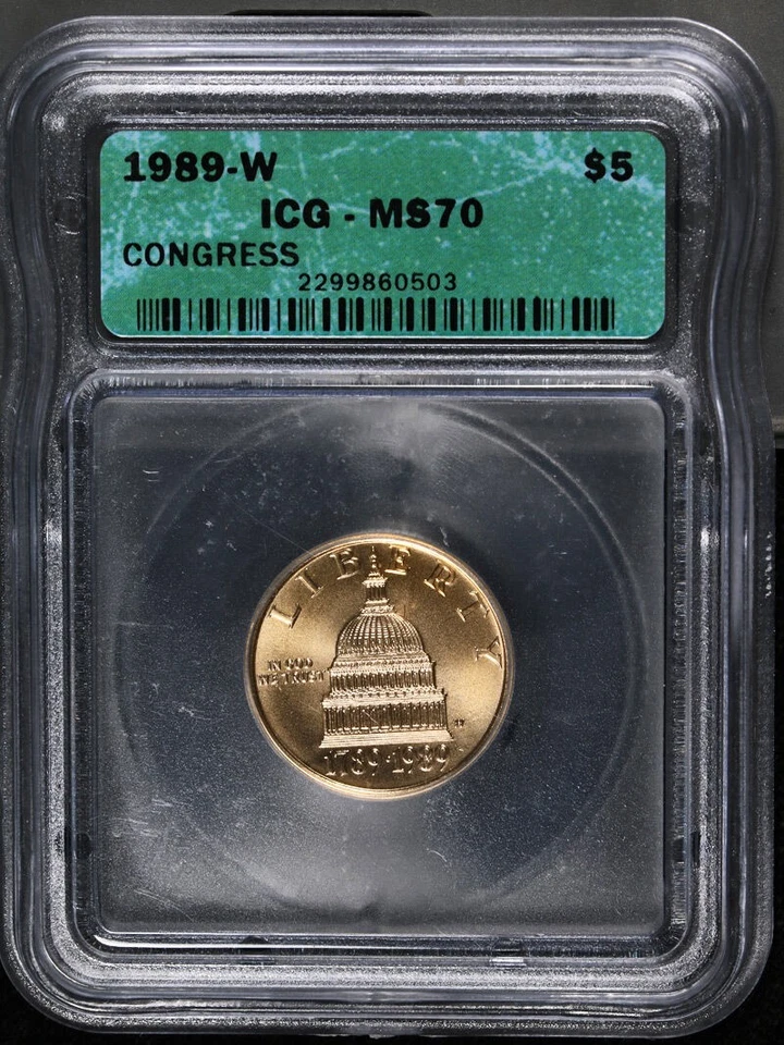 1987-W Constitution Commemorative Gold $5 ICG PR70 DCAM - Image 3 of 4