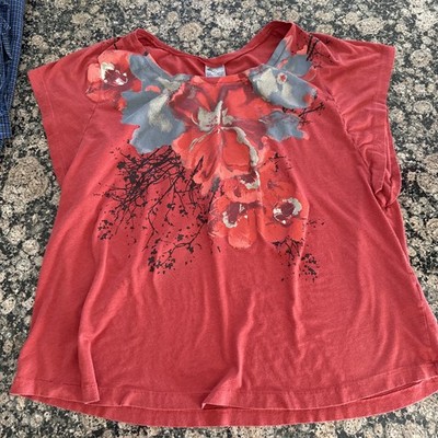Y2K Tees 2 Please Avenue Plus 22/24 Coral Floral Embellished Cotton Nice