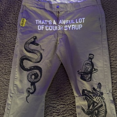 New That s a Awful Lot of Cough Syrup X Young Thug Dickies Pants Khaki Beige