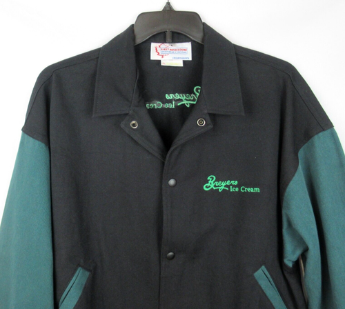 Vintage BREYERS Ice Cream Jacket Denim Black Teal Owner Employee Uniform LARGE - Picture 5 of 11