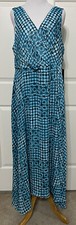 NWT Tommy Hilfiger size 14 blue white sleeveless flare maxi dress $139