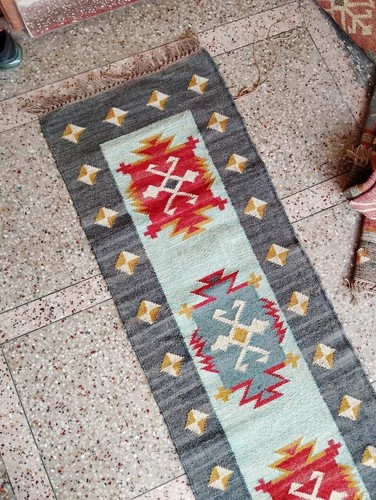 Hallway Runner Ethnic Kilim Carpet Large Wool Jute Area Rug Kilim Flat ...