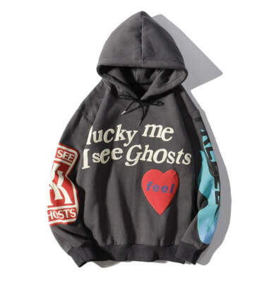 Cactus trails Lucky Me I See Ghosts Hoodie for Men Pullover Hooded Sweatshirt Grey