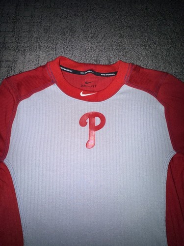 Philadelphia Phillies Mens NIKE Dri Fit Long Sleeve Batting Shirt Size S - Picture 5 of 10