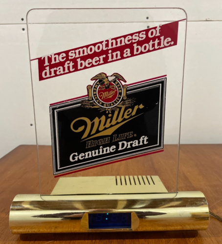 1986 Miller High Life Genuine Draft Beer Bar Sign Clock Partially Works 17-13963