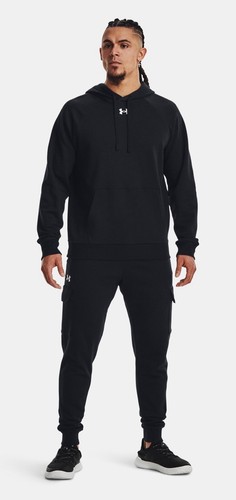 Sudadera con capucha polar Under Armour negra/blanca para hombre UA Rival XL - Imagen 3 de 6