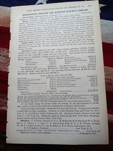 1889 Train Report ~ INDIANAPOLIS DECATUR & WESTERN RAILWAY Indiana Illinois RR