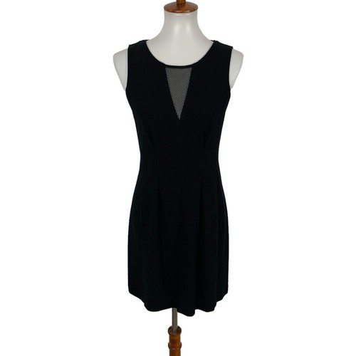 Aiko Mesh Sleeveless Dress Medium Black Back Zip - 第 1/7 張圖片