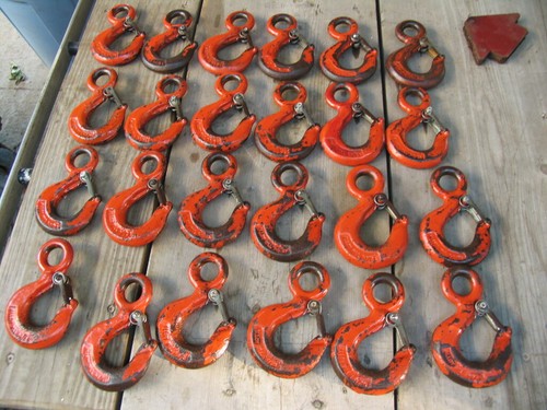 Two 1-1/2" ID.Type I Eye Slip Hooks (CM) forged steel for 3/8" chain (5400 lbs.)