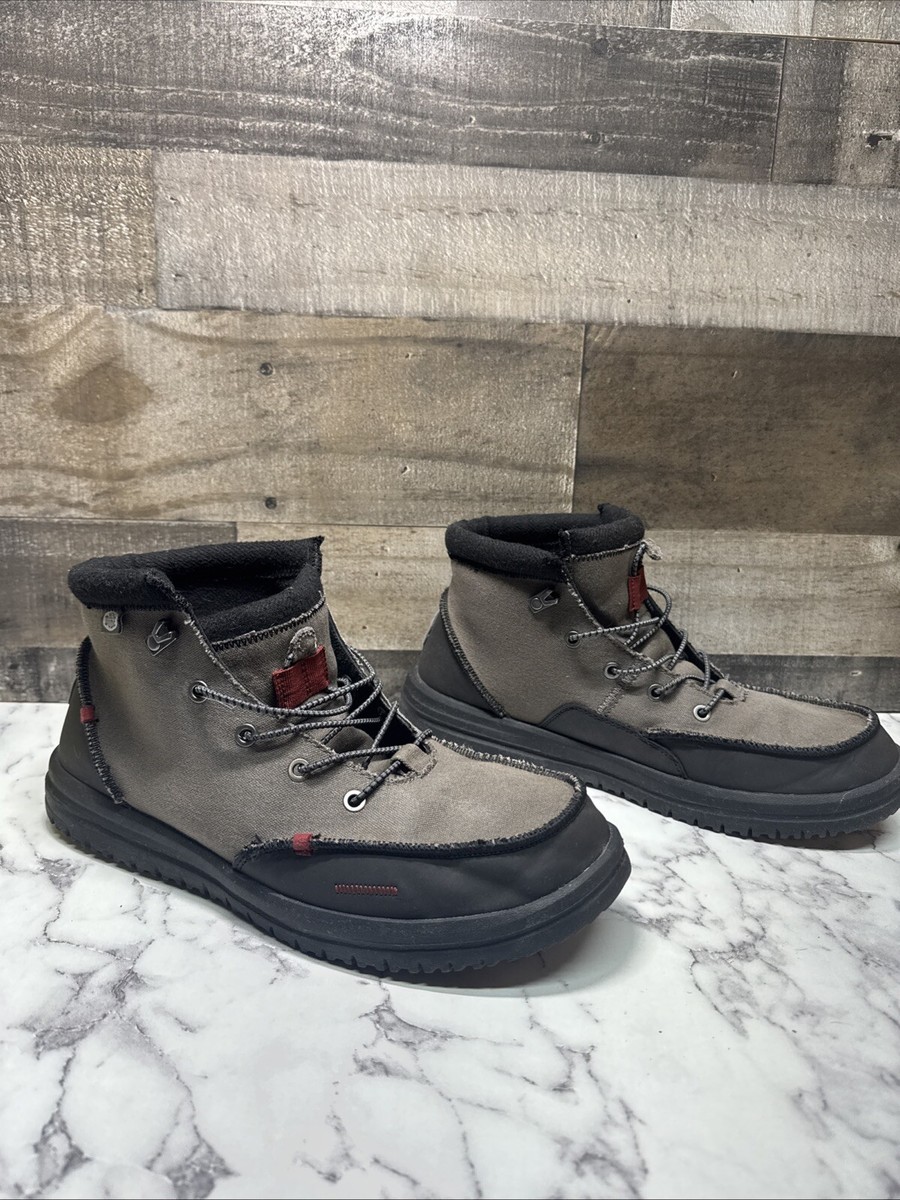 Hey Dudes Bradley Waxed Canvas Boots Grey Black Men display picture 1