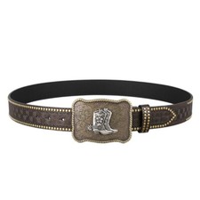 Adult PU Belt Waist Strap Embossed Buckle Belt Men Cowboy Costume Accessories