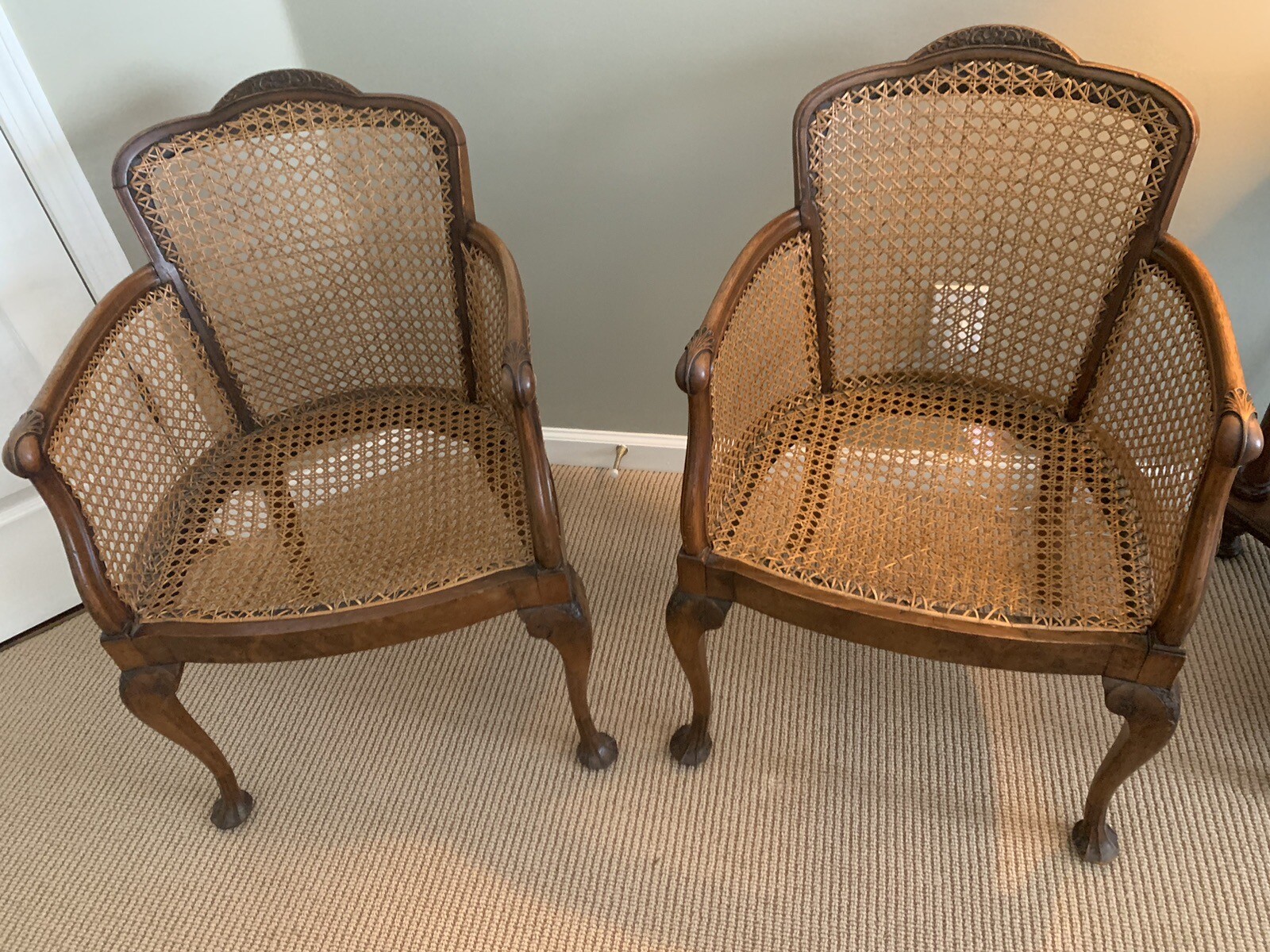 Pair of Vintage Antique French Cane Chairs eBay
