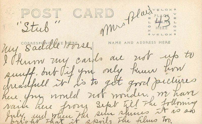 Stub Horseback Rural life RPPC C-1915 Photo Postcard  22-867