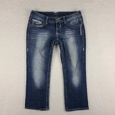 Vigoss Jeans Womens 29x21 Blue Dublin Capri Dark Wash Denim