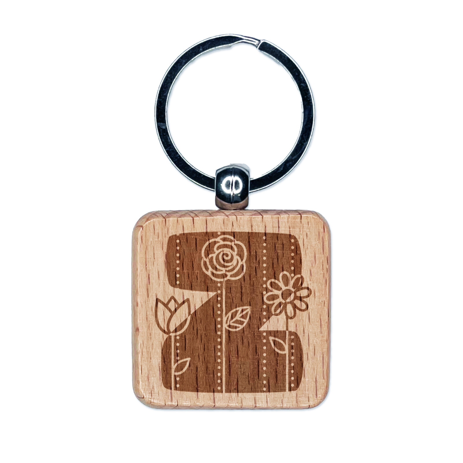 Sweet Cute Floral Engraved Wooden Z Letter Keychain