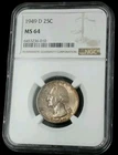 1949 D  25C Washington Quarter NGC MS 64 AWESOME TONING #2708