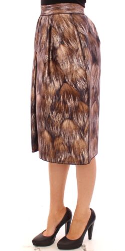 DOLCE & GABBANA Skirt Brown Floral Silk Straight Full Gonna IT36 US2 - Picture 4 of 7