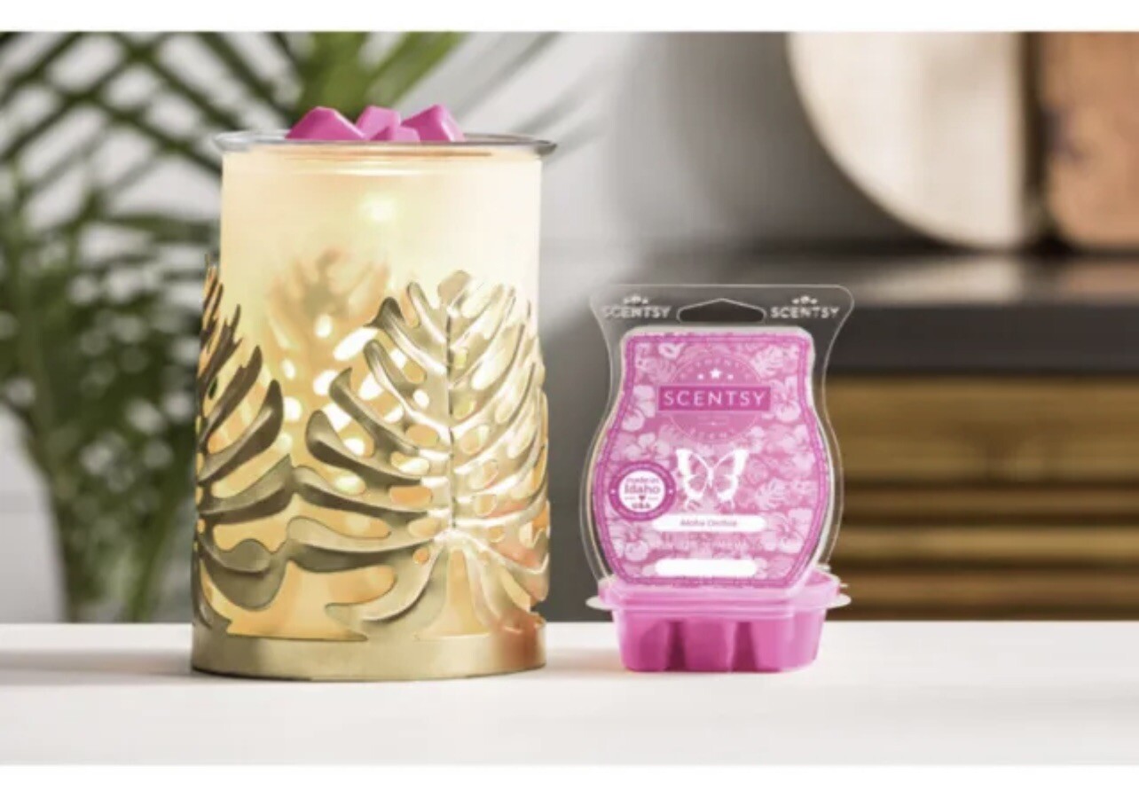 Luxe Leaves Scentsy Warmer WOTM With Free Bar - Aloha Orchid | eBay