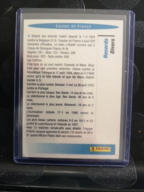 CARTE PANINI ZINEDINE Zidane N°65 Equipe De France Collection Football EUR 42,80 - FR