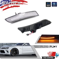 1Pair Clear Lens Amber Front Side Marker Lights LED Kit For 2016-23 Chevy Camaro