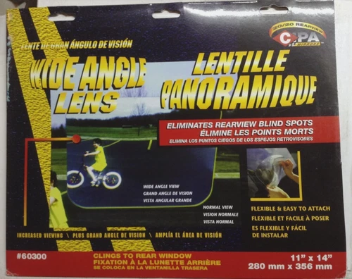CIPA REARGUARD WIDE ANGLE LENS 60300 STICK-ON MAGNIFIER 11x14" FOR REAR WINDOW
