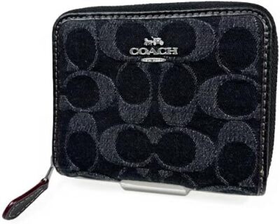 Coach] Small Zip Around Wallet In Signature Denim CP431 SV/BK