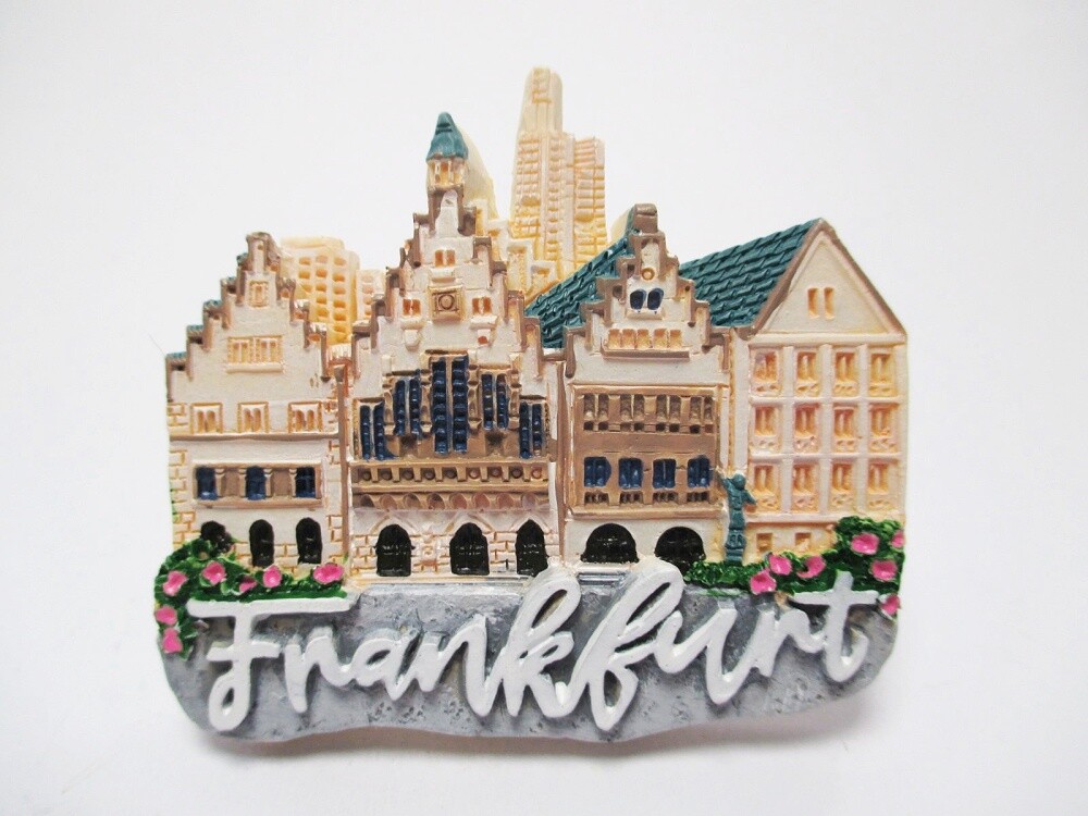 Frankfurt magnet Römer with writing poly souvenir Germany 7 cm