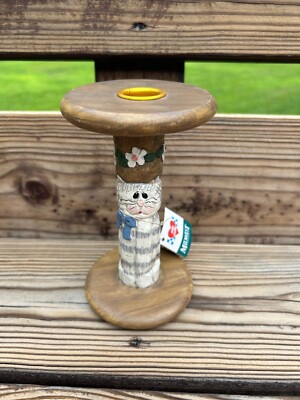 Eddie Walker Midwest Of Cannon Falls Cat Spool Candle Holder
