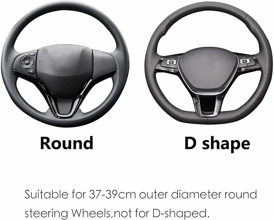 15" Steering Wheel Cover Breathable Leather For Honda Civic Accord CR-V Black - image 2 of 4