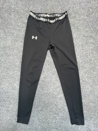 Under Armour Leggings Girls Small Black Athletic Stretch - See Measurements