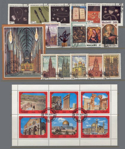 BY17 Castle Palace Church Architecture Art Painting 16v+2s/s Madagascar Malawi + - 第 1/3 張圖片