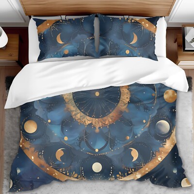 Celestial Moon & Stars 3D Bedding Set - Soft Duvet Cover & Pillowcases