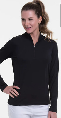 EPNY New York Golf Pullover Mock Neck 1/4 Zip BLACK Womens NEW NWT XL