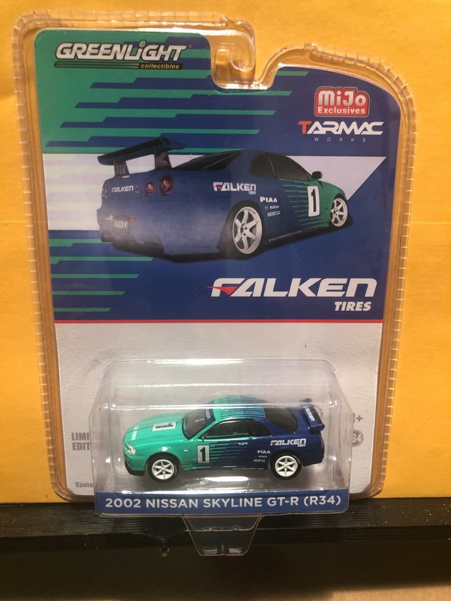 1/64 GREENLIGHT FALKEN TIRES 2002 NISSAN GT-R R34 #1 TARMAC