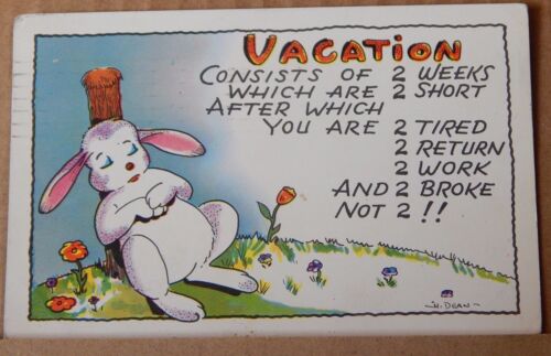Postcard Comic Humour Vacation joke Rabbit posted 1961 - Afbeelding 1 van 3