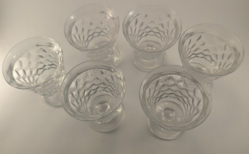 Set of Six Fostoria American Glass Footed Juice / Oyster Fruit Cocktail Tumblers - Picture 3 of 7