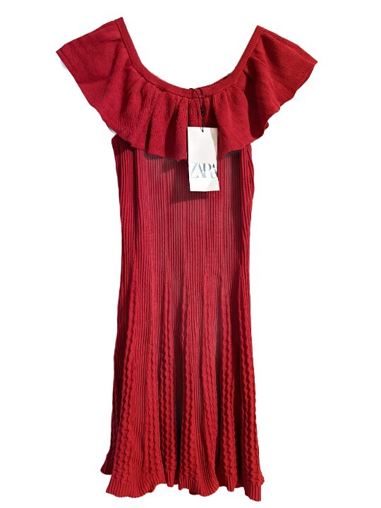 red knitted dress zara New High Quality Off-shoulder Size S TEMP-ANTERIOR