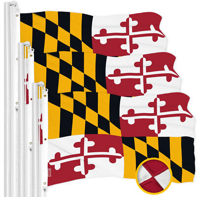 NEW G128 Maryland Flag 3-Pack 6x10 FT, State Embroidered 600D Polyester