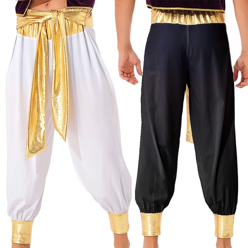 Mens Dress Up Performance Pants Deluxe Bloomers Arabian Prince Costume Tie-Up - Picture 2 of 25