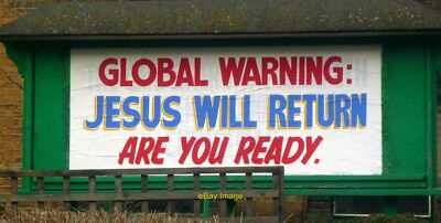 Photo 6x4 Global warning? Poster on the notice-board of Campsbourne Bapti c2010