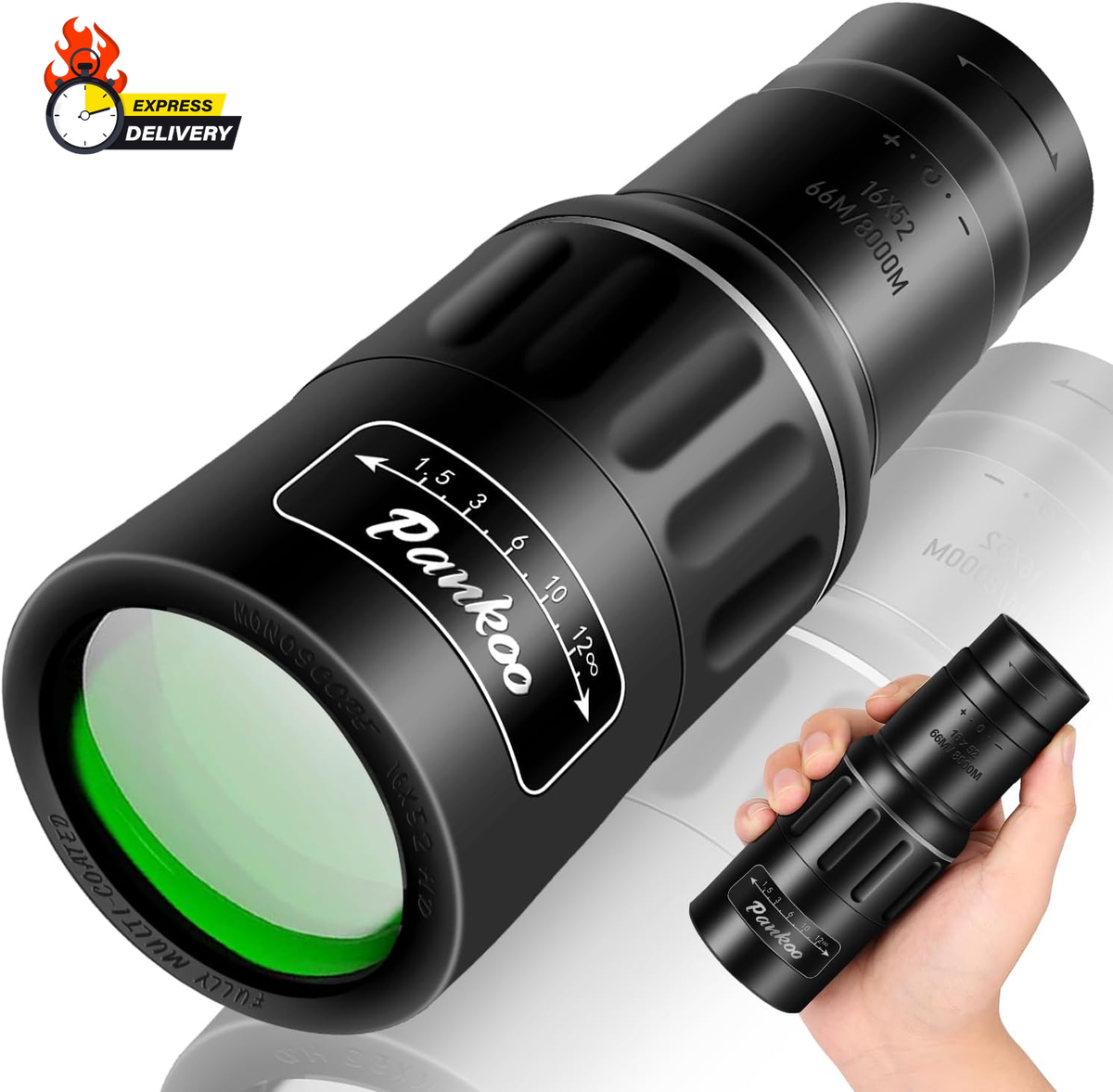 16X52 Monocular Telescope, 2023 High Power Prism Compact