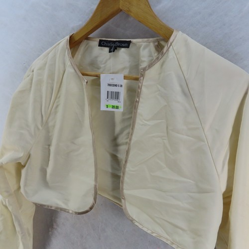 CHARLIE BROWN Womens Size 8 Cream Coloured Bolero Long Sleeve Jacket Satin Trim - Picture 4 of 14