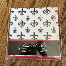 Fleur de Lis Blank Note Cards Envelopes Set of 6 Square Design NEW Michael’s 5x5