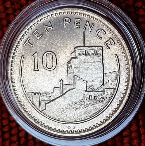 1991 GIBRALTAR 10P Moorish Castle AU COIN IN PROTECTIVE CAPSULE - Picture 1 of 4