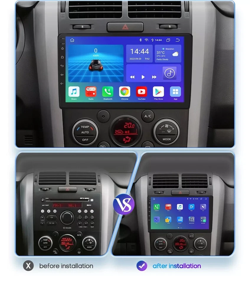 9" CarPlay Android Car Radio For Suzuki Grand Vitara 2005-2015 GPS Navi WIFI BT - Изображение 3 из 4