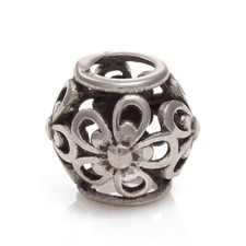 10 Antique Silver Stainless Steel Rondelle Flower Large Hole European Beads 11mm