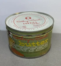 Vintage Kathryn Beich Butter Toffee Candy Empty Tin Can Illinois